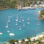 Yatches sailing near the coast in Antigua